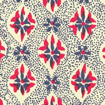 Red and Blue Stamped Flower Print Italian Paper ~ Carta Varese Italy